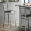 Lancaster Table & Seating Clear Coat Finish Ladder Back Bar Stool With 2 1/2" Black Vinyl Padded Seat