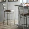 Lancaster Table & Seating Clear Coat Finish Ladder Back Bar Stool With 2 1/2" Dark Brown Vinyl Padded Seat