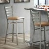 Lancaster Table & Seating Clear Coat Finish Ladder Back Bar Stool With 2 1/2" Light Brown Vinyl Padded Seat