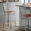 Lancaster Table & Seating Clear Coat Finish Ladder Back Bar Stool With Mahogany Wood Seat