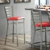 Lancaster Table & Seating Clear Coat Finish Ladder Back Bar Stool With 2 1/2" Red Vinyl Padded Seat