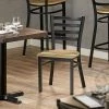 Lancaster Table & Seating Black Finish Ladder Back Chair With Driftwood Seat