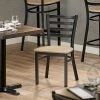 Lancaster Table & Seating Black Finish Ladder Back Chair With Natural Wood Seat