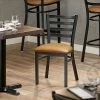 Lancaster Table & Seating Black Finish Ladder Back Chair With 2 1/2" Light Brown Vinyl Padded Seat