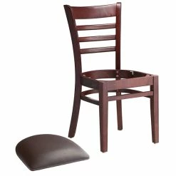 Lancaster Table & Seating Mahogany Finish Wooden Ladder Back Chair With 2 1/2" Dark Brown Padded Seat 7 Lancaster Table & Seating Mahogany Finish Wooden Ladder Back Chair With 2 1/2" Dark Brown Padded Seat -Lancaster Table & Seating Shop 2088298