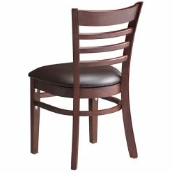 Lancaster Table & Seating Mahogany Finish Wooden Ladder Back Chair With 2 1/2" Dark Brown Padded Seat 6 Lancaster Table & Seating Mahogany Finish Wooden Ladder Back Chair With 2 1/2" Dark Brown Padded Seat -Lancaster Table & Seating Shop 2088300