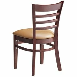 Lancaster Table & Seating Mahogany Finish Wooden Ladder Back Chair With 2 1/2" Light Brown Padded Seat -Lancaster Table & Seating Shop 2088320