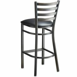 Lancaster Table & Seating Distressed Copper Finish Ladder Back Bar Stool With 2 1/2" Black Vinyl Padded Seat -Lancaster Table & Seating Shop 2088380