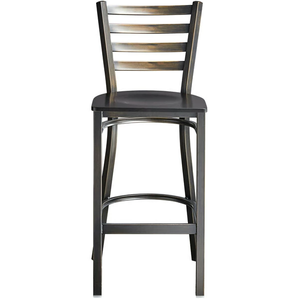 Lancaster Table & Seating Distressed Copper Finish Ladder Back Bar Stool With Black Wood Seat 5 Lancaster Table & Seating Distressed Copper Finish Ladder Back Bar Stool With Black Wood Seat - Image 5