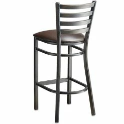 Lancaster Table & Seating Distressed Copper Finish Ladder Back Bar Stool With 2 1/2" Dark Brown Vinyl Padded Seat -Lancaster Table & Seating Shop 2088407