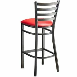 Lancaster Table & Seating Distressed Copper Finish Ladder Back Bar Stool With 2 1/2" Red Vinyl Padded Seat -Lancaster Table & Seating Shop 2088521