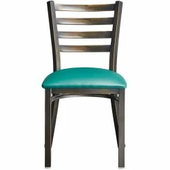Lancaster Table & Seating Distressed Copper Finish Ladder Back Chair With 2 1/2" Green Vinyl Padded Seat -Lancaster Table & Seating Shop 2088576