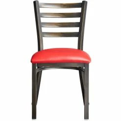 Lancaster Table & Seating Distressed Copper Finish Ladder Back Chair With 2 1/2" Red Vinyl Padded Seat -Lancaster Table & Seating Shop 2088612
