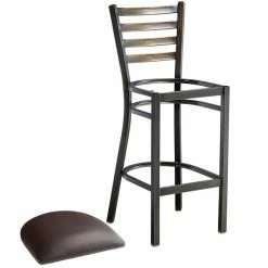 Lancaster Table & Seating Distressed Copper Finish Ladder Back Bar Stool With 2 1/2" Dark Brown Vinyl Padded Seat -Lancaster Table & Seating Shop 2088615