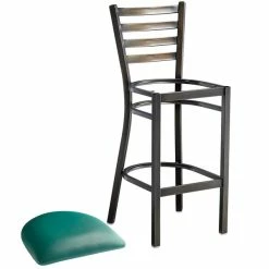 Lancaster Table & Seating Distressed Copper Finish Ladder Back Bar Stool With 2 1/2" Green Vinyl Padded Seat 8 Lancaster Table & Seating Distressed Copper Finish Ladder Back Bar Stool With 2 1/2" Green Vinyl Padded Seat -Lancaster Table & Seating Shop 2088616