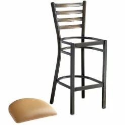 Lancaster Table & Seating Distressed Copper Finish Ladder Back Bar Stool With 2 1/2" Light Brown Vinyl Padded Seat -Lancaster Table & Seating Shop 2088617