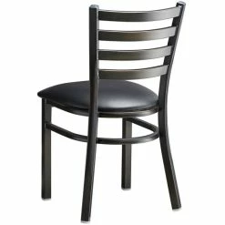 Lancaster Table & Seating Distressed Copper Finish Ladder Back Chair With 2 1/2" Black Vinyl Padded Seat -Lancaster Table & Seating Shop 2088769