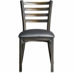 Lancaster Table & Seating Distressed Copper Finish Ladder Back Chair With 2 1/2" Black Vinyl Padded Seat -Lancaster Table & Seating Shop 2088770