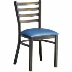 Lancaster Table & Seating Distressed Copper Finish Ladder Back Chair With 2 1/2" Navy Vinyl Padded Seat -Lancaster Table & Seating Shop 2088786