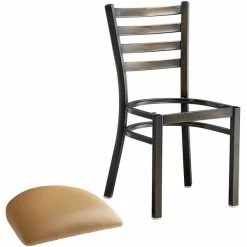 Lancaster Table & Seating Distressed Copper Finish Ladder Back Chair With 2 1/2" Light Brown Vinyl Padded Seat -Lancaster Table & Seating Shop 2088974