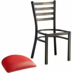 Lancaster Table & Seating Distressed Copper Finish Ladder Back Chair With 2 1/2" Red Vinyl Padded Seat -Lancaster Table & Seating Shop 2088975
