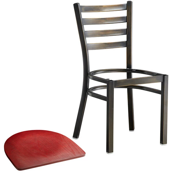 Lancaster Table & Seating Distressed Copper Finish Ladder Back Chair With Mahogany Wood Seat 4 Lancaster Table & Seating Distressed Copper Finish Ladder Back Chair With Mahogany Wood Seat - Image 4