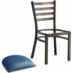 Lancaster Table & Seating Distressed Copper Finish Ladder Back Chair With 2 1/2" Navy Vinyl Padded Seat -Lancaster Table & Seating Shop 2088984