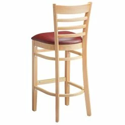 Lancaster Table & Seating Natural Ladder Back Bar Height Chair With 2 1/2" Burgundy Padded Seat -Lancaster Table & Seating Shop 2089741