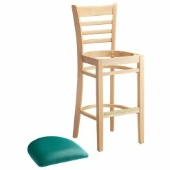Lancaster Table & Seating Natural Ladder Back Bar Height Chair With 2 1/2" Green Padded Seat -Lancaster Table & Seating Shop 2089759