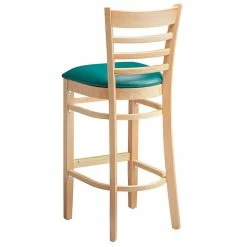 Lancaster Table & Seating Natural Ladder Back Bar Height Chair With 2 1/2" Green Padded Seat -Lancaster Table & Seating Shop 2089761