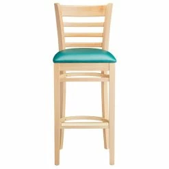 Lancaster Table & Seating Natural Ladder Back Bar Height Chair With 2 1/2" Green Padded Seat -Lancaster Table & Seating Shop 2089762