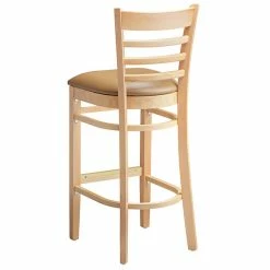 Lancaster Table & Seating Natural Ladder Back Bar Height Chair With 2 1/2" Light Brown Padded Seat -Lancaster Table & Seating Shop 2089771