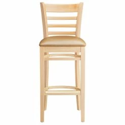 Lancaster Table & Seating Natural Ladder Back Bar Height Chair With 2 1/2" Light Brown Padded Seat -Lancaster Table & Seating Shop 2089772