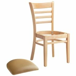 Lancaster Table & Seating Natural Finish Wooden Ladder Back Chair With 2 1/2" Light Brown Padded Seat 7 Lancaster Table & Seating Natural Finish Wooden Ladder Back Chair With 2 1/2" Light Brown Padded Seat -Lancaster Table & Seating Shop 2089813