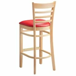 Lancaster Table & Seating Natural Ladder Back Bar Height Chair With 2 1/2" Red Padded Seat -Lancaster Table & Seating Shop 2089855