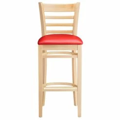 Lancaster Table & Seating Natural Ladder Back Bar Height Chair With 2 1/2" Red Padded Seat -Lancaster Table & Seating Shop 2089856