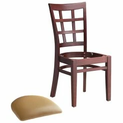 Lancaster Table & Seating Mahogany Wooden Window Back Chair With 2 1/2" Light Brown Padded Seat -Lancaster Table & Seating Shop 2089893