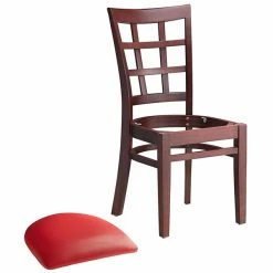 Lancaster Table & Seating Mahogany Wooden Window Back Chair With 2 1/2" Red Padded Seat -Lancaster Table & Seating Shop 2089913