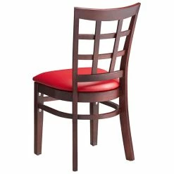 Lancaster Table & Seating Mahogany Wooden Window Back Chair With 2 1/2" Red Padded Seat -Lancaster Table & Seating Shop 2089915