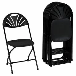 ZOWN 60542BLK8E Premium Black Commercial Banquet Folding Chair With Fan Design - 8/Pack