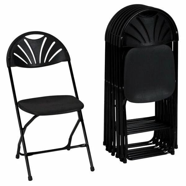 ZOWN 60542BLK8E Premium Black Commercial Banquet Folding Chair With Fan Design - 8/Pack 1 ZOWN 60542BLK8E Premium Black Commercial Banquet Folding Chair With Fan Design - 8/Pack