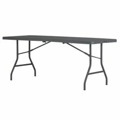 ZOWN 60559SGY1E 72" X 30" Gray Commercial Blow Molded Rectangular Resin Folding Table