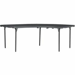 ZOWN 60527SGY1E 96" X 30" Gray Commercial Blow Molded Half-Moon Resin Folding Table