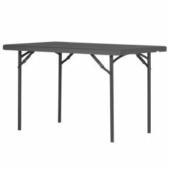 ZOWN 60522SGY1E 48" X 30" Gray Commercial Blow Molded Rectangular Resin Folding Table