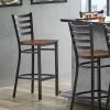 Lancaster Table & Seating Distressed Copper Finish Ladder Back Bar Stool With Antique Walnut Wood Seat