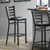 Lancaster Table & Seating Distressed Copper Finish Ladder Back Bar Stool With 2 1/2" Black Vinyl Padded Seat