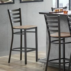 Lancaster Table & Seating Distressed Copper Finish Ladder Back Bar Stool With Driftwood Seat
