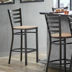 Lancaster Table & Seating Distressed Copper Finish Ladder Back Bar Stool With Natural Wood Seat