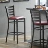 Lancaster Table & Seating Distressed Copper Finish Ladder Back Bar Stool With 2 1/2" Burgundy Vinyl Padded Seat