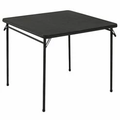 Bridgeport Essentials C696BP14BLK1E 34" Black Square Folding Table With Vinyl Top And Steel Powder Coated Frame